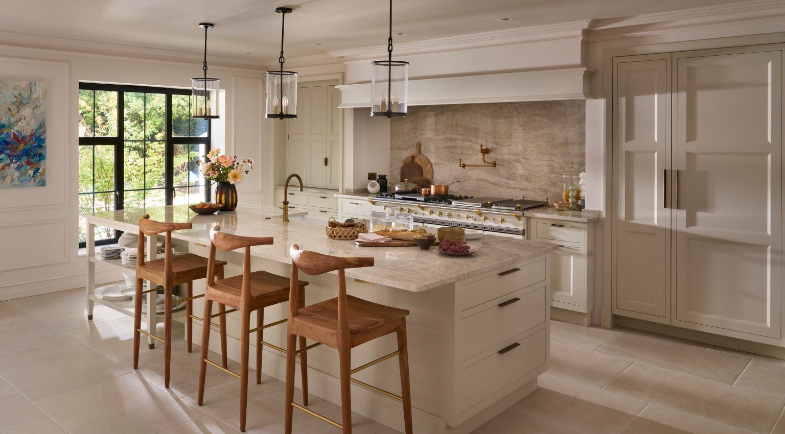 Kitchen island with view to window