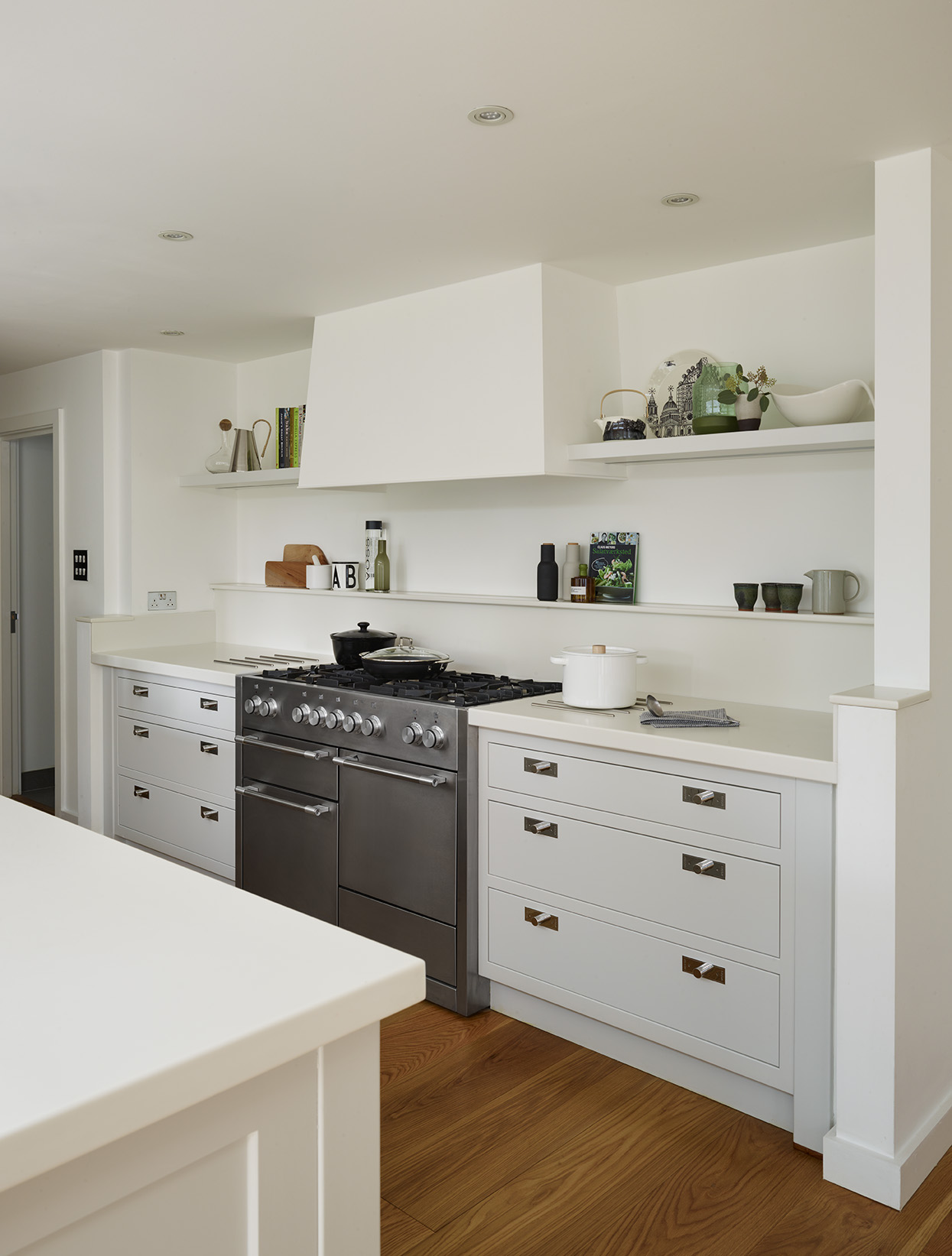 Open shelving in a kitchen