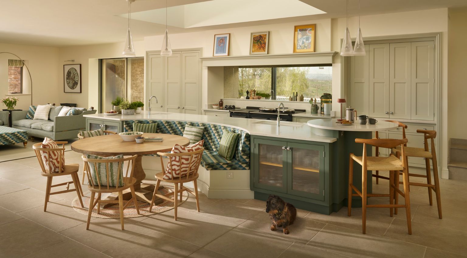 Banquette seating example in a family kitchen