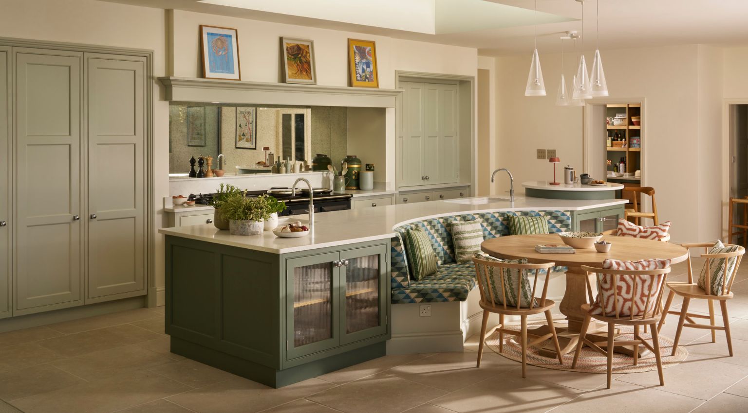 Country-style kitchen with banquette seating