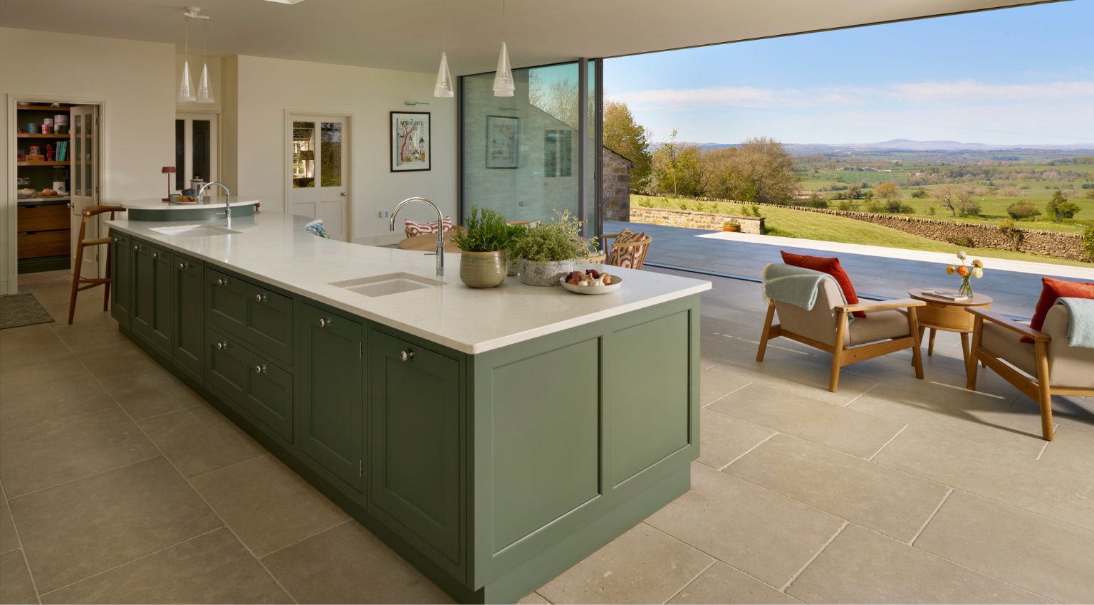 Country house kitchen with panoramic view
