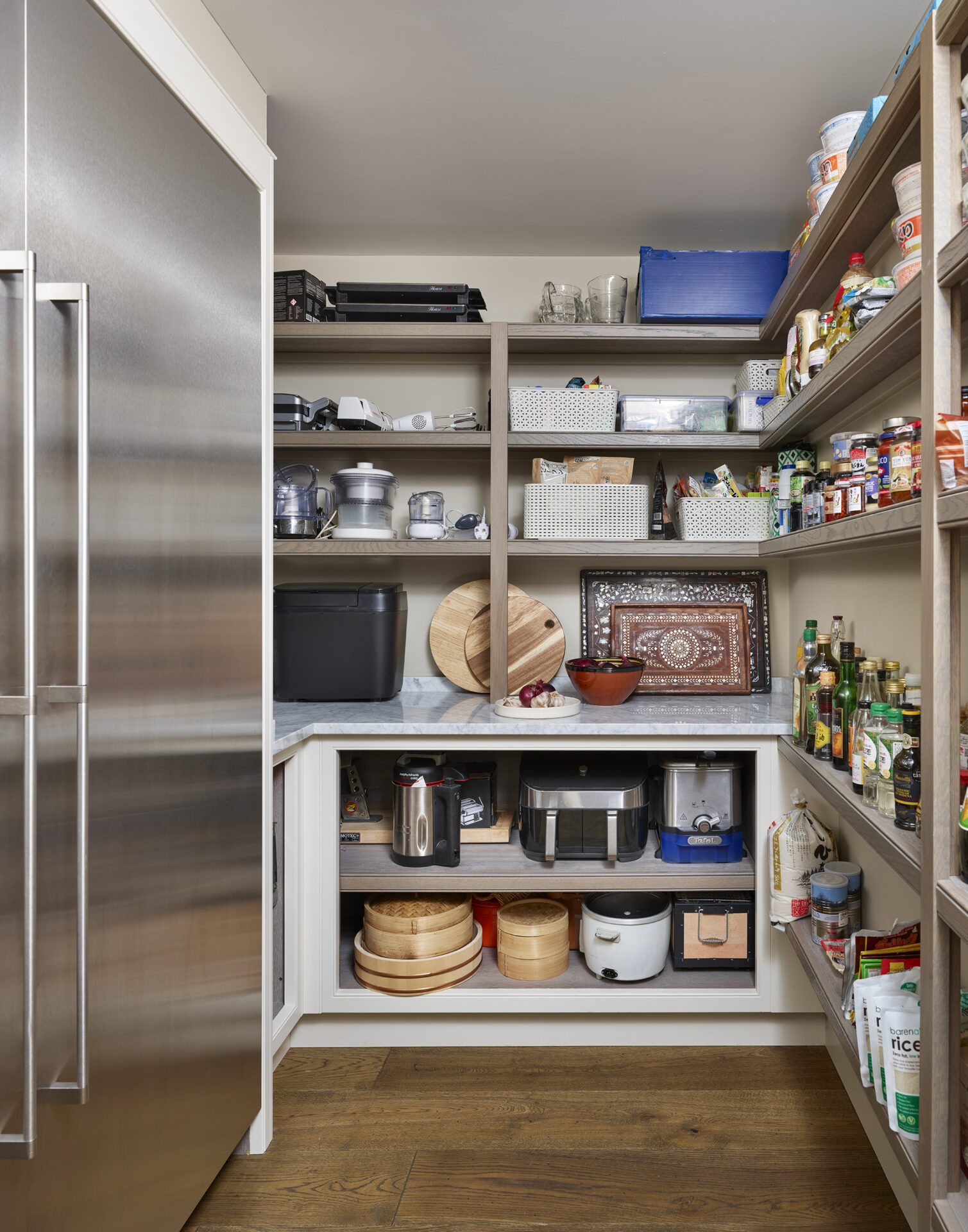 Walk in pantry with fridge