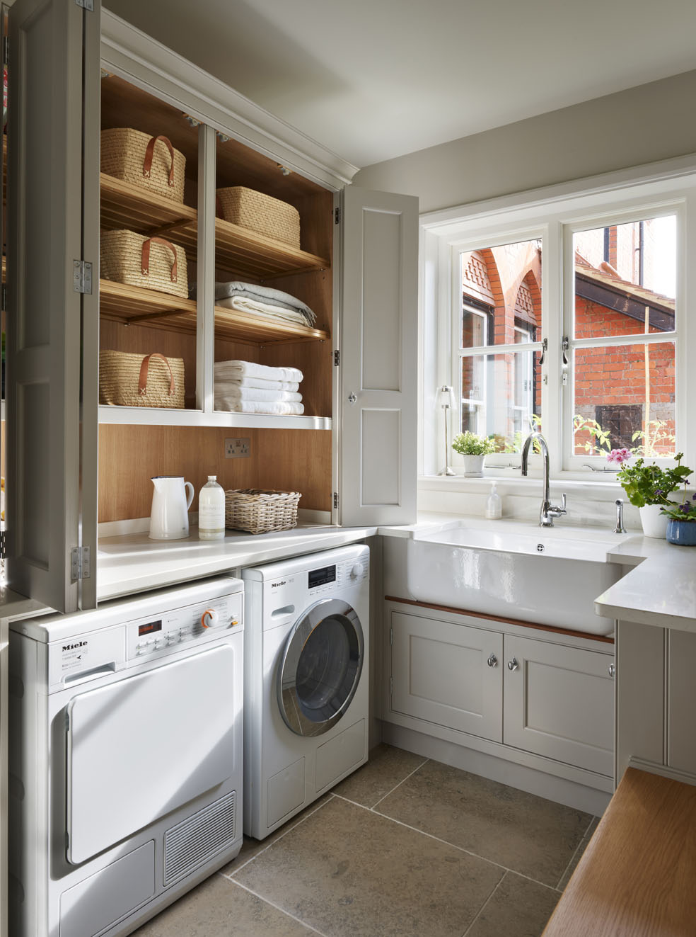 Small utility space with open shelving