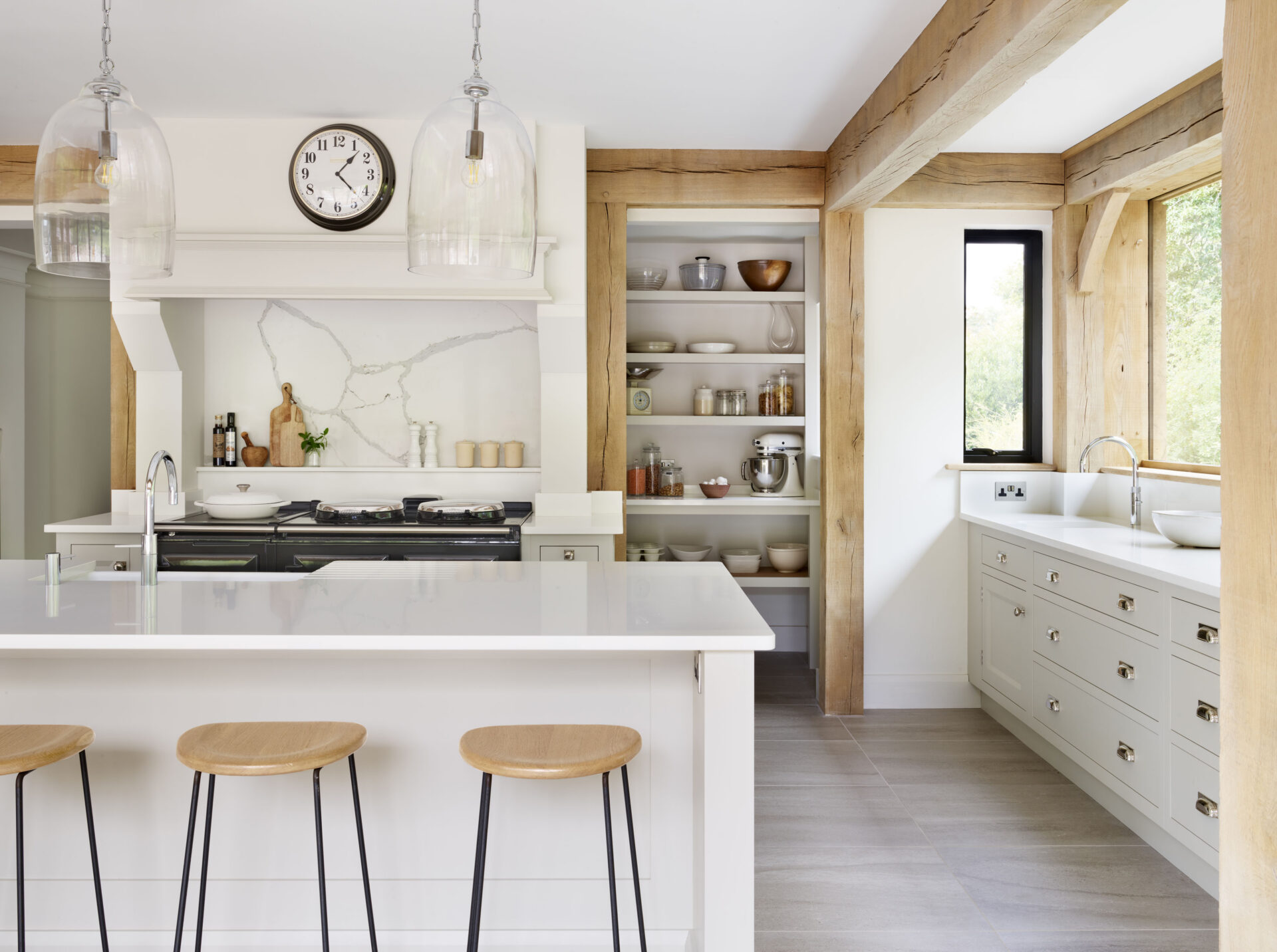 Modern country kitchen with timber beams