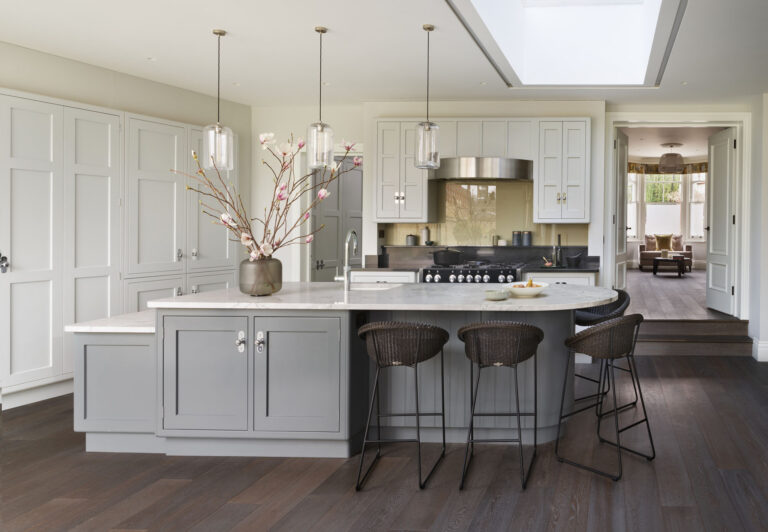Modern grey kitchen with statement island