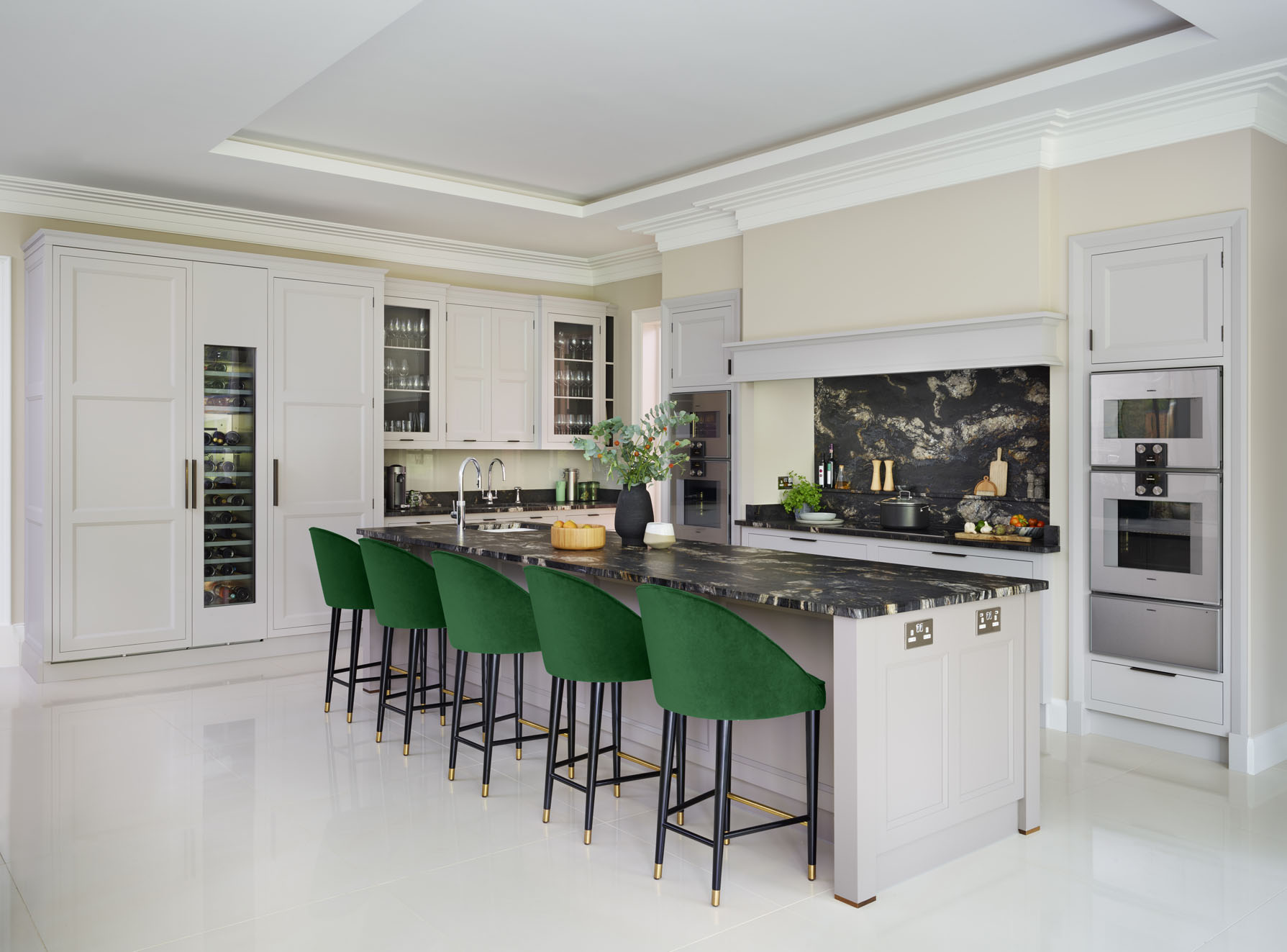 Modern kitchen design with statement bar stools