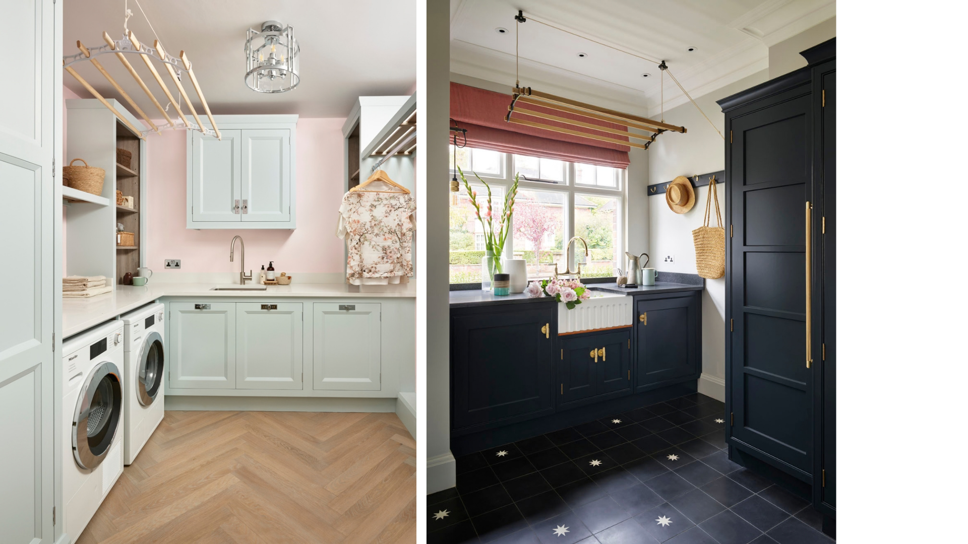 Laundry room inspiration - pale palette vs dark palette